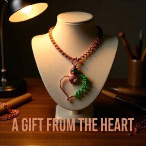 Exquisite & Handmade! Wire Wrapped Copper Heart Necklace ~ Lovers Gift For Her!